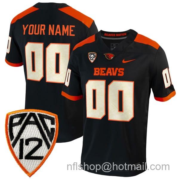 Men's Nike Custom Oregon State Beavers Jersey Name and Number College Football Black Home All Stitched