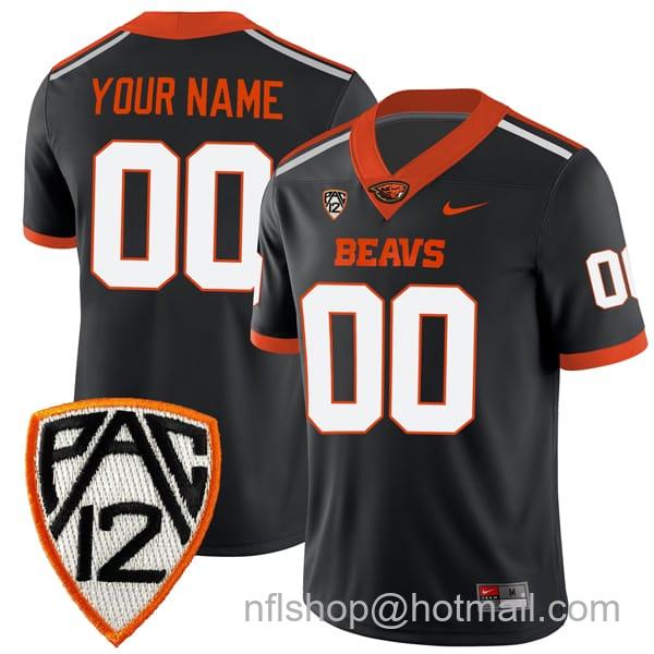 Men's Nike Custom Oregon State Beavers Jersey Name and Number College Football Black Home Game All Stitched