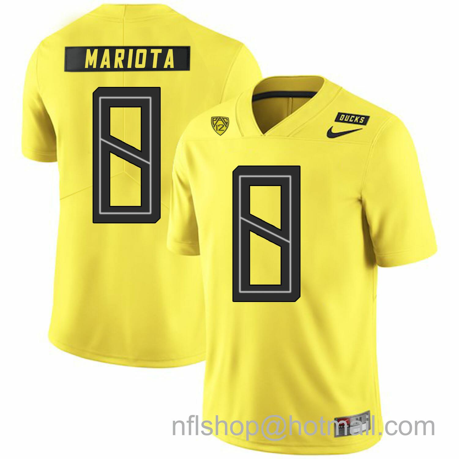 Men's Nike Oregon Ducks #8 Marcus Mariota College Football Jersey Yellow