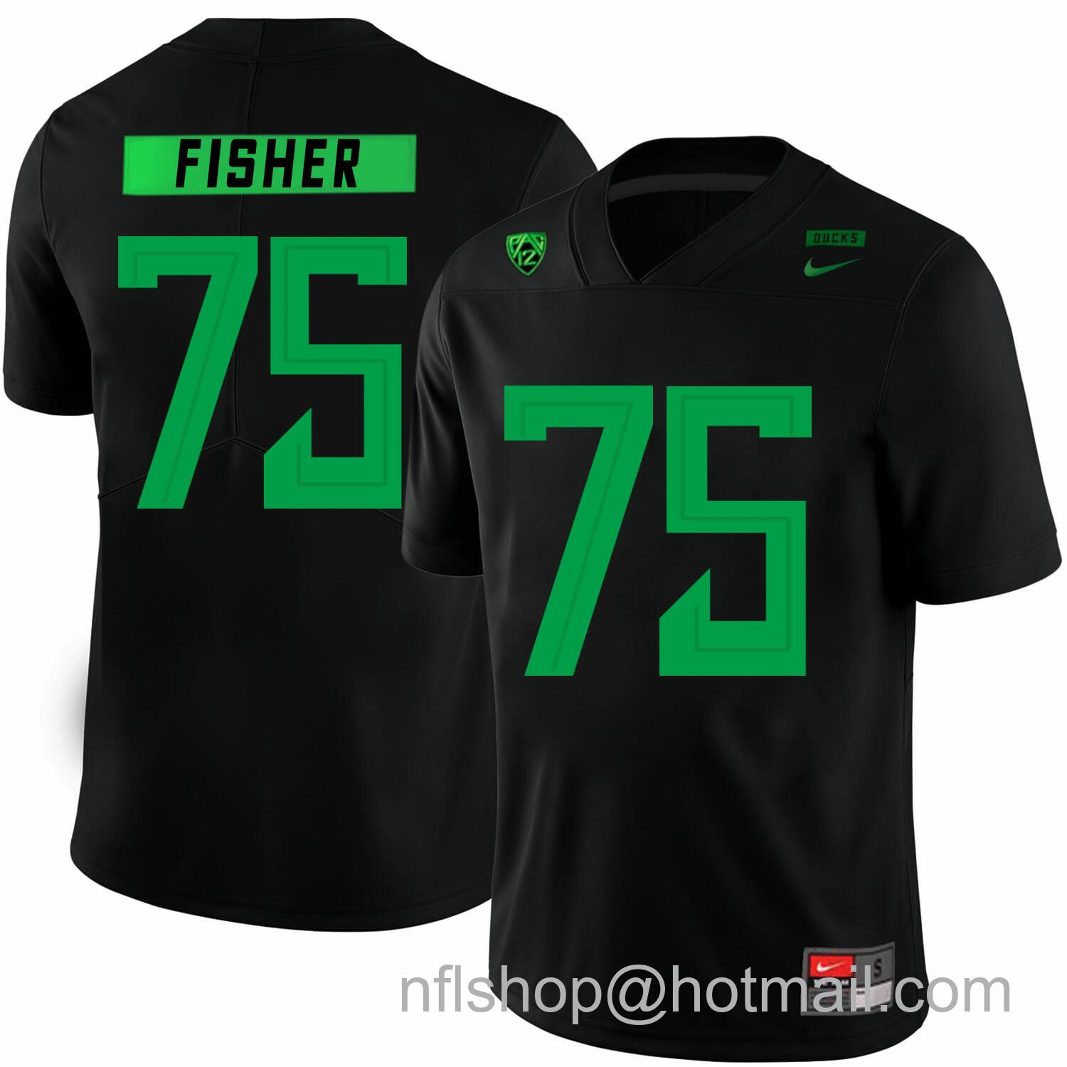 Men's Nike Oregon Ducks #75 Jake Fisher NCAA College Football Jersey Black