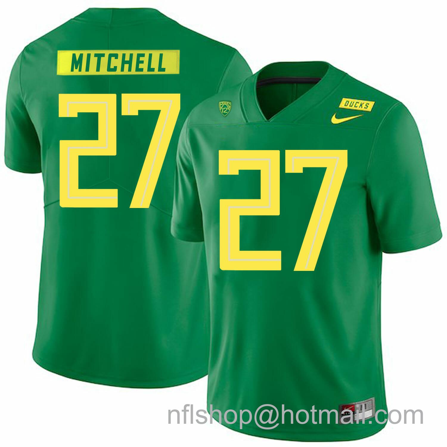 Men's Nike Oregon Ducks #27 Terrance Mitchell College Football Jersey Green