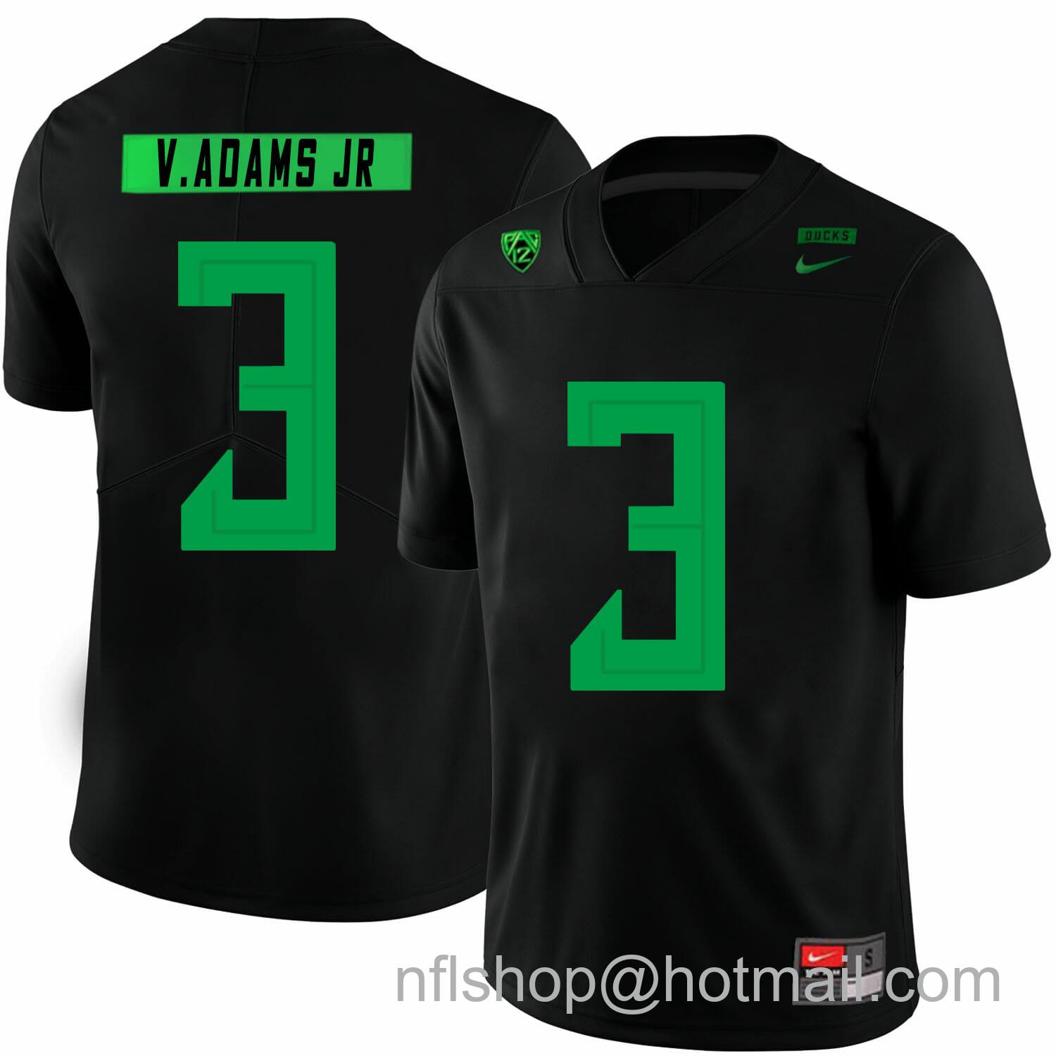 Men's Nike Oregon Ducks #3 Vernon Adams Jr NCAA College Football Jersey Black