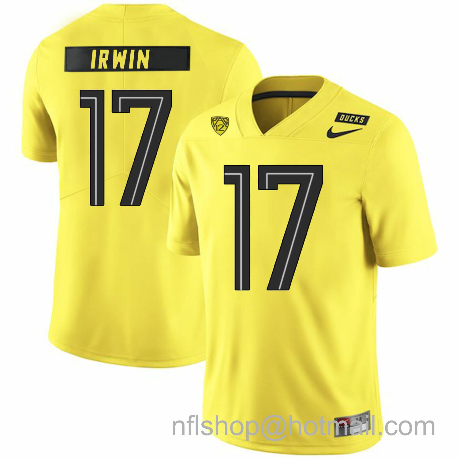 Men's Nike Oregon Ducks #17 Mike Irwin NCAA College Football Jersey Yellow