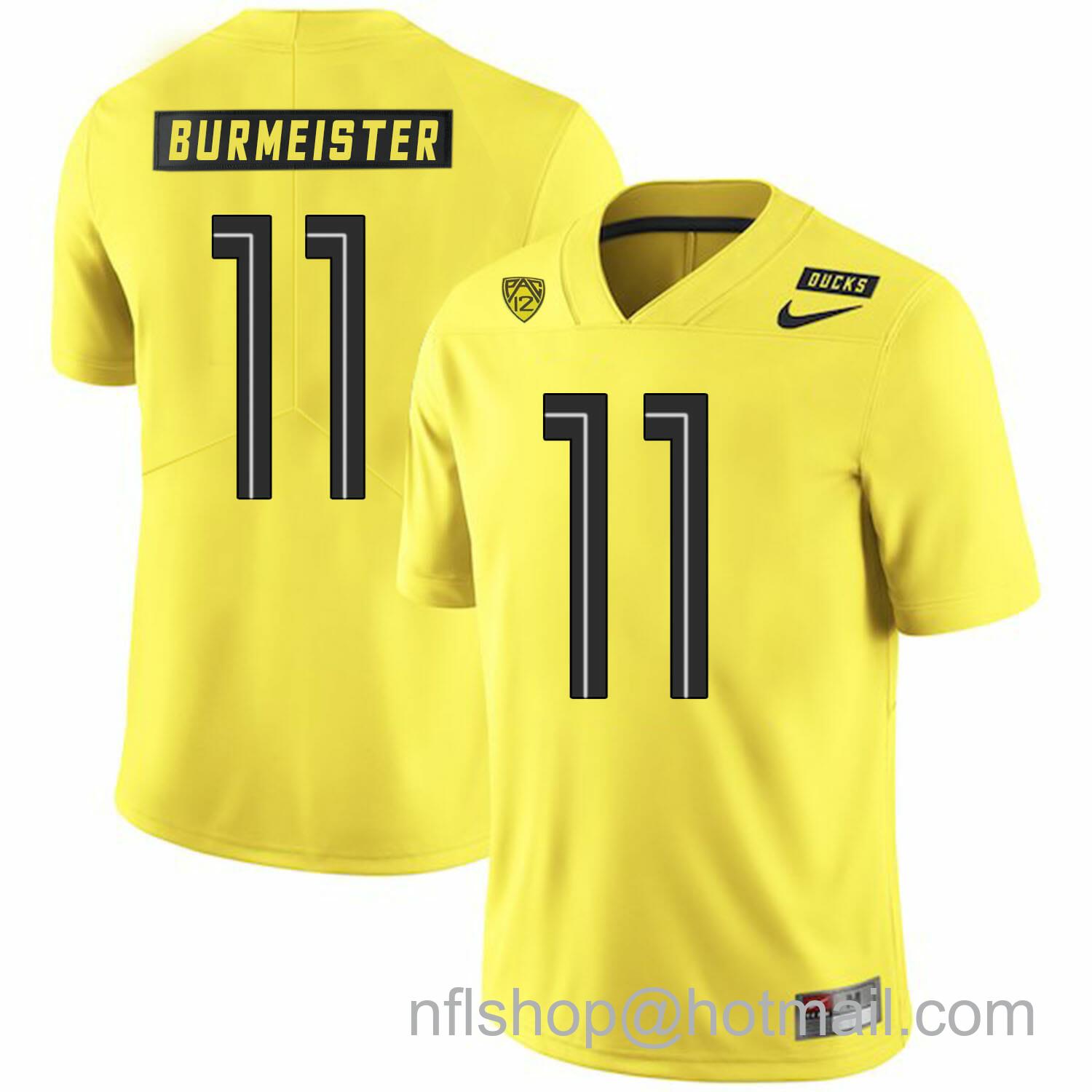 Men's Nike Oregon Ducks #11 Braxton Burmeister College Football Jersey Yellow