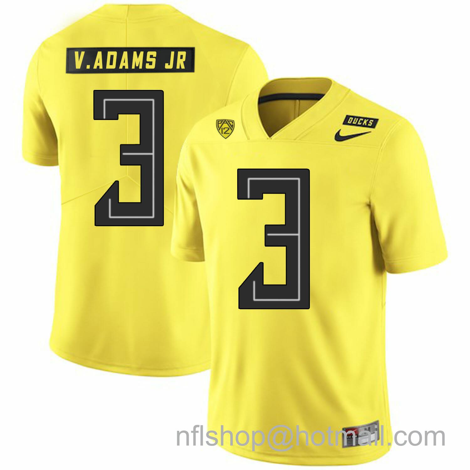 Men's Nike Oregon Ducks #3 Vernon Adams Jr NCAA College Football Jersey Yellow