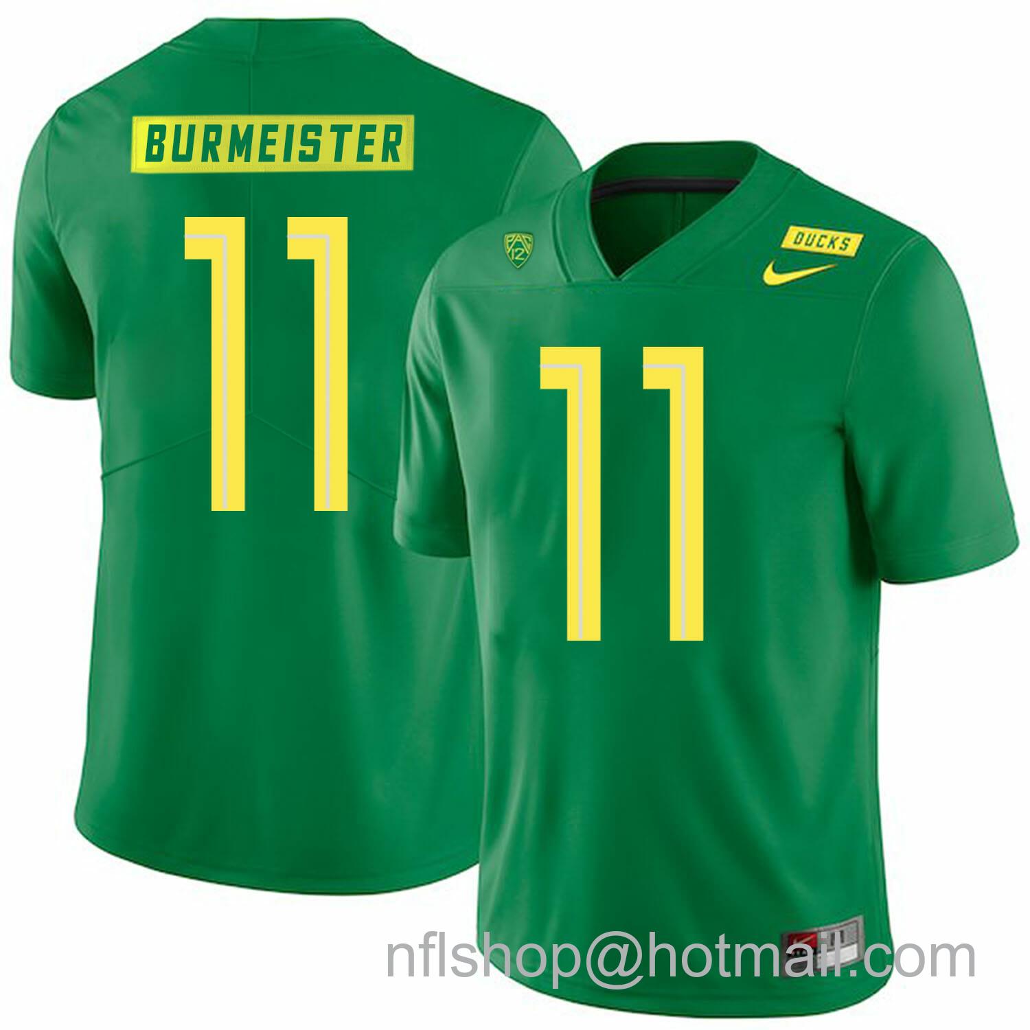 Men's Nike Oregon Ducks #11 Braxton Burmeister College Football Jersey Green