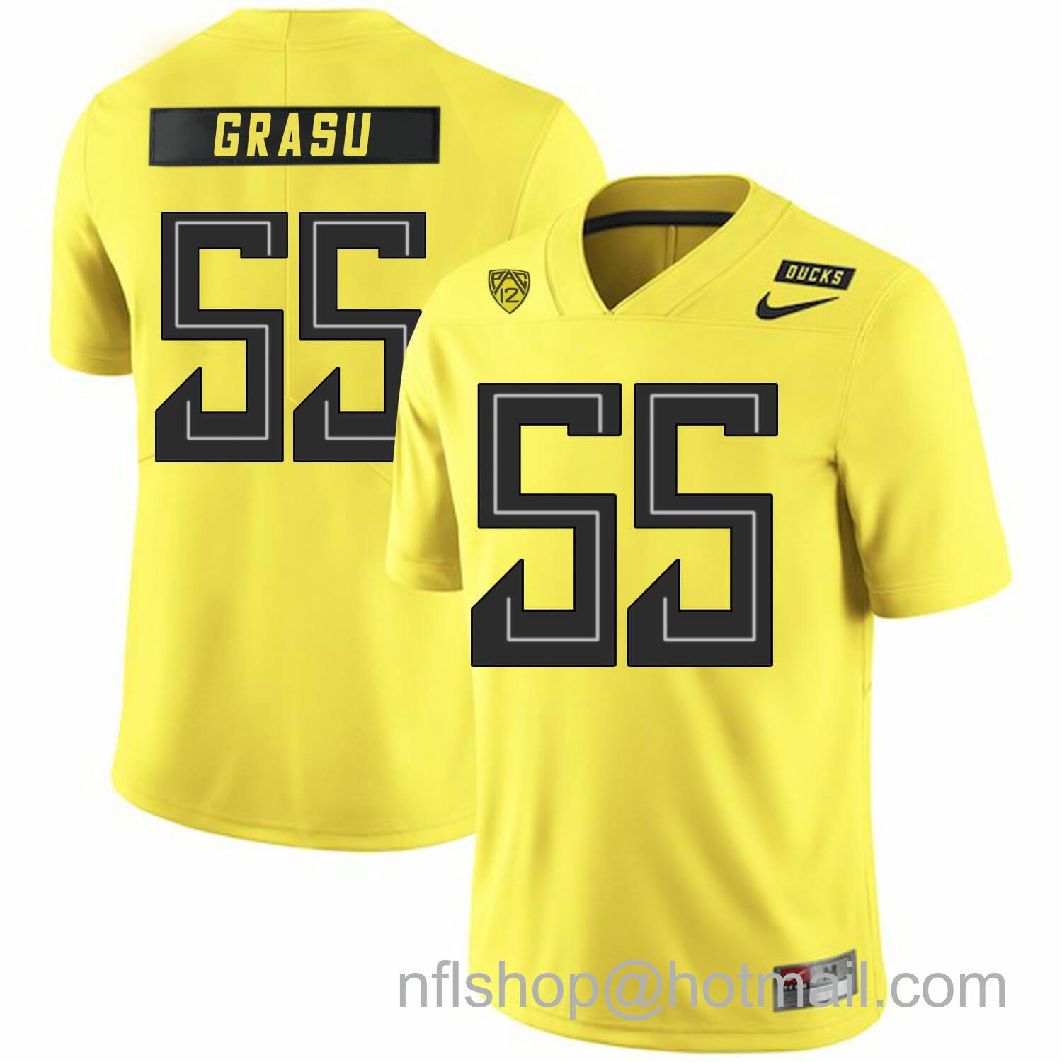 Men's Nike Oregon Ducks #55 Hroniss Grasu NCAA College Football Jersey Yellow