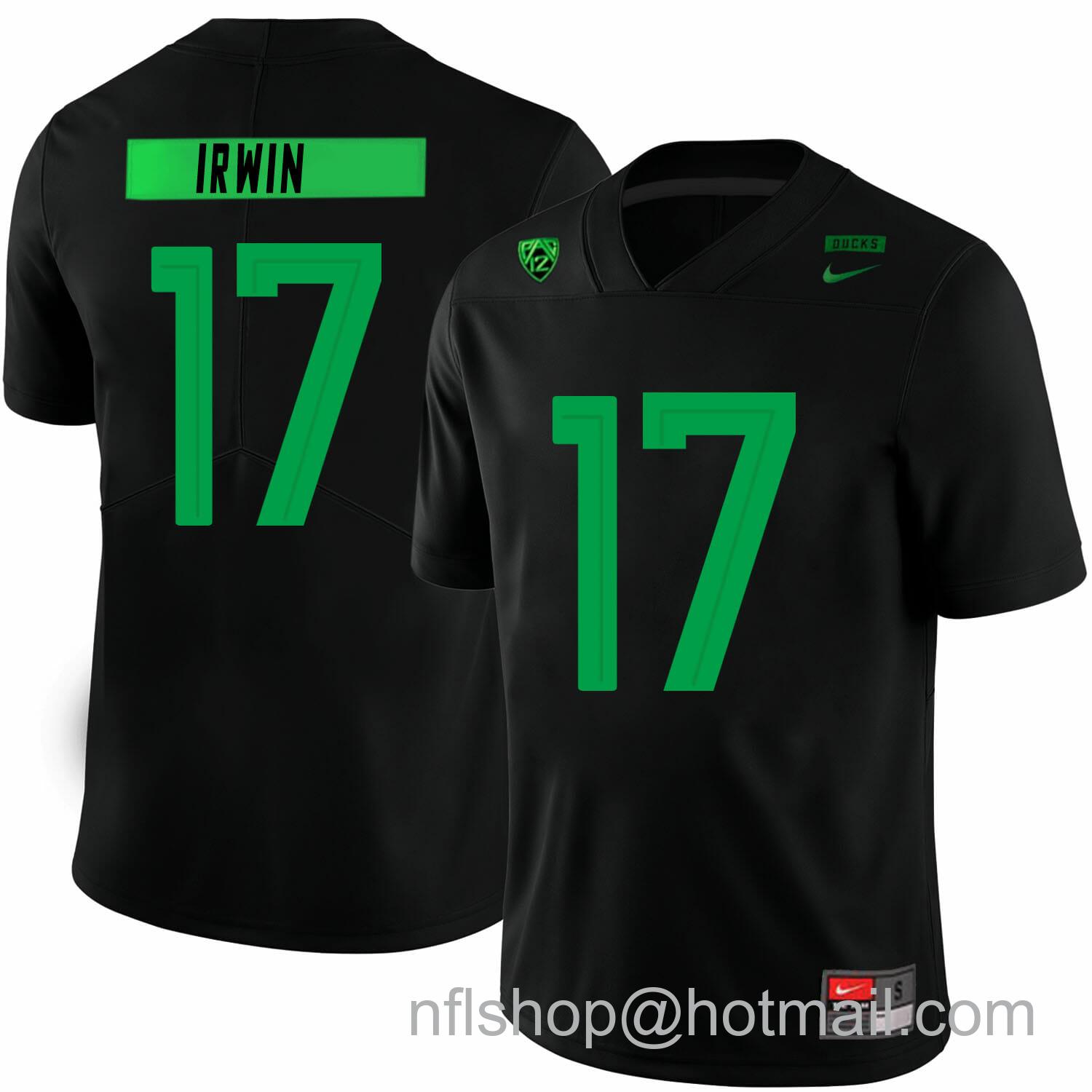 Men's Nike Oregon Ducks #17 Mike Irwin NCAA College Football Jersey Black