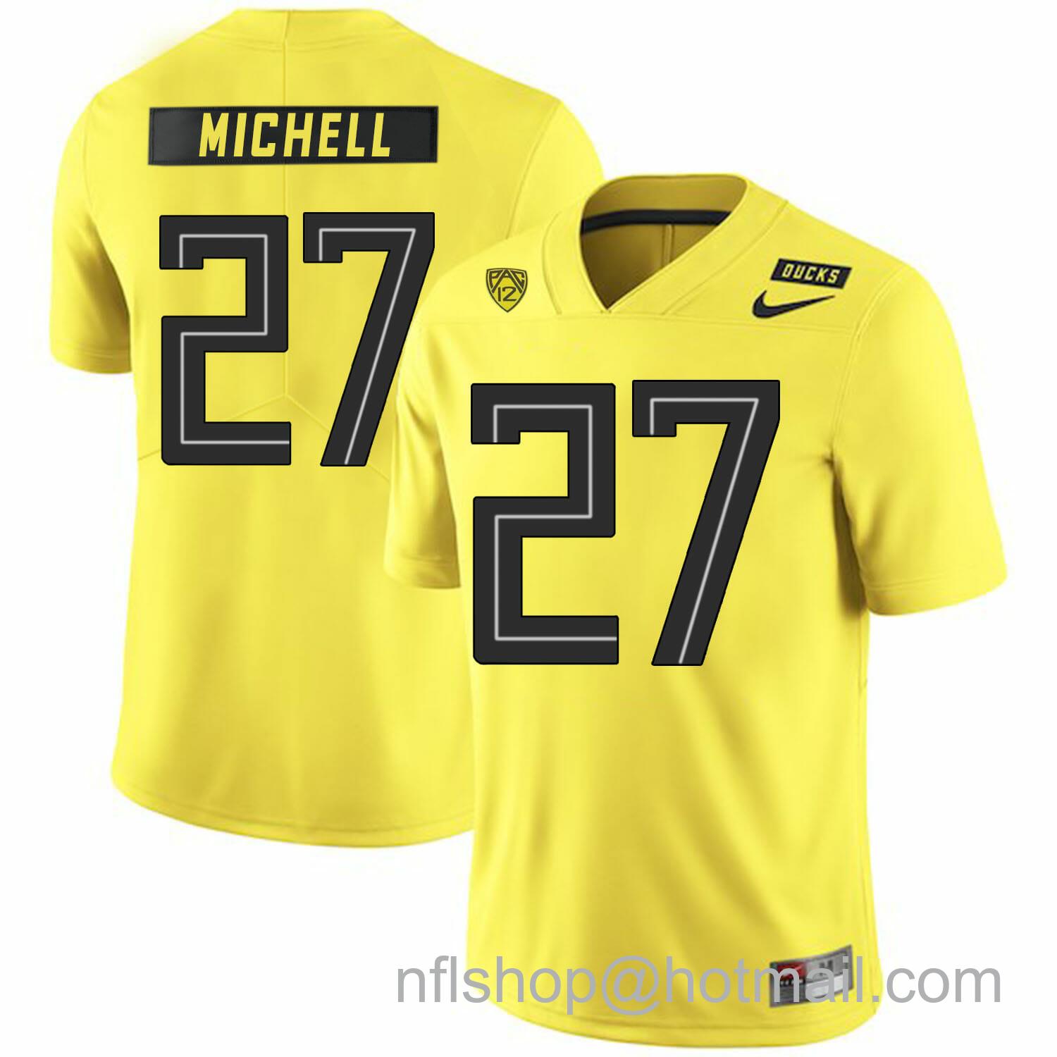 Men's Nike Oregon Ducks #27 Terrance Mitchell College Football Jersey Yellow