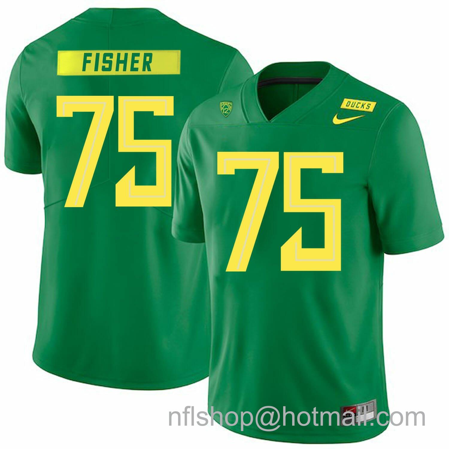 Men's Nike Oregon Ducks #75 Jake Fisher NCAA College Football Jersey Green