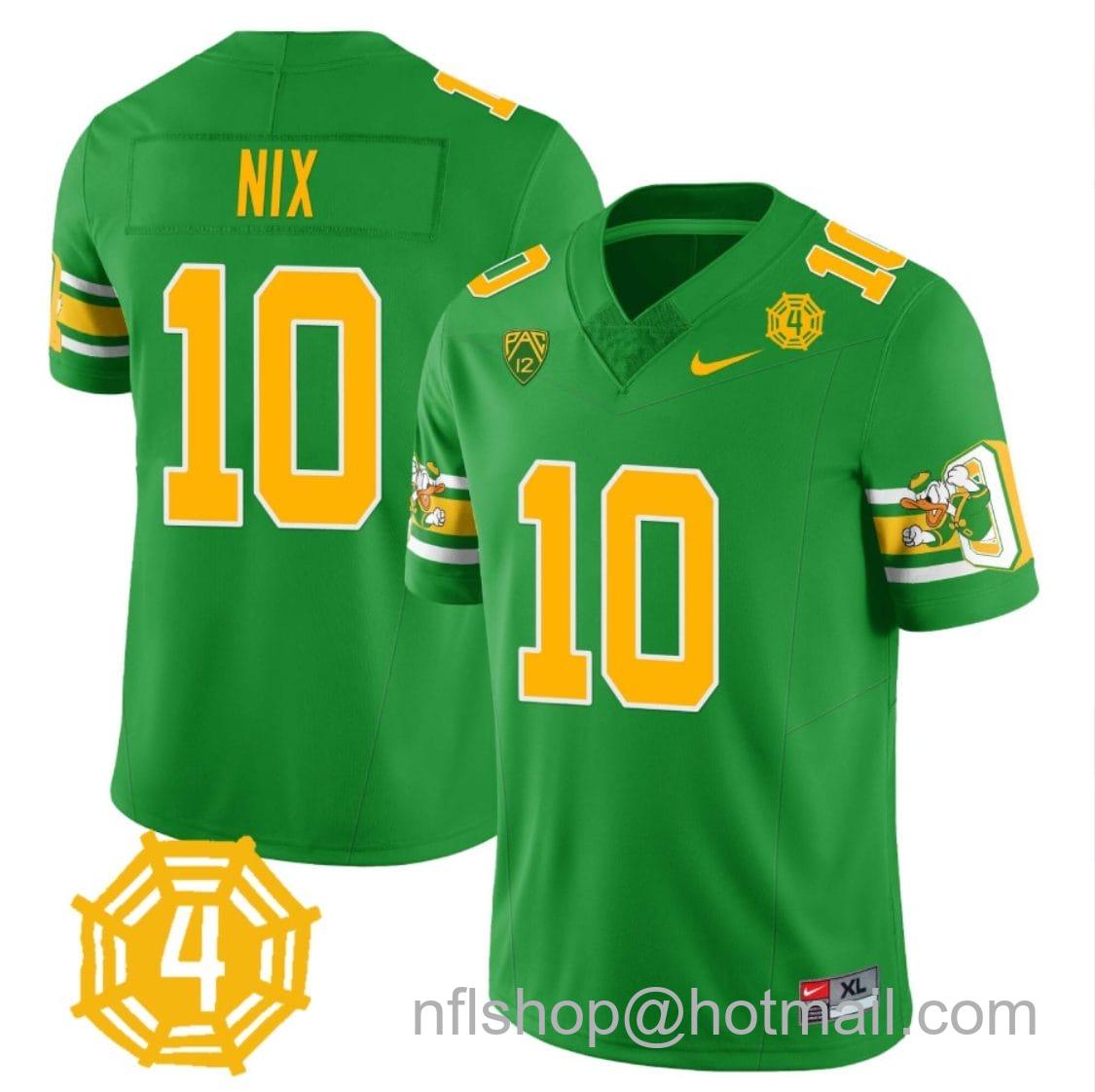 Men's Nike Bo Nix Jersey #10 Oregon Ducks Honor Spencer Webb Patch Football Green