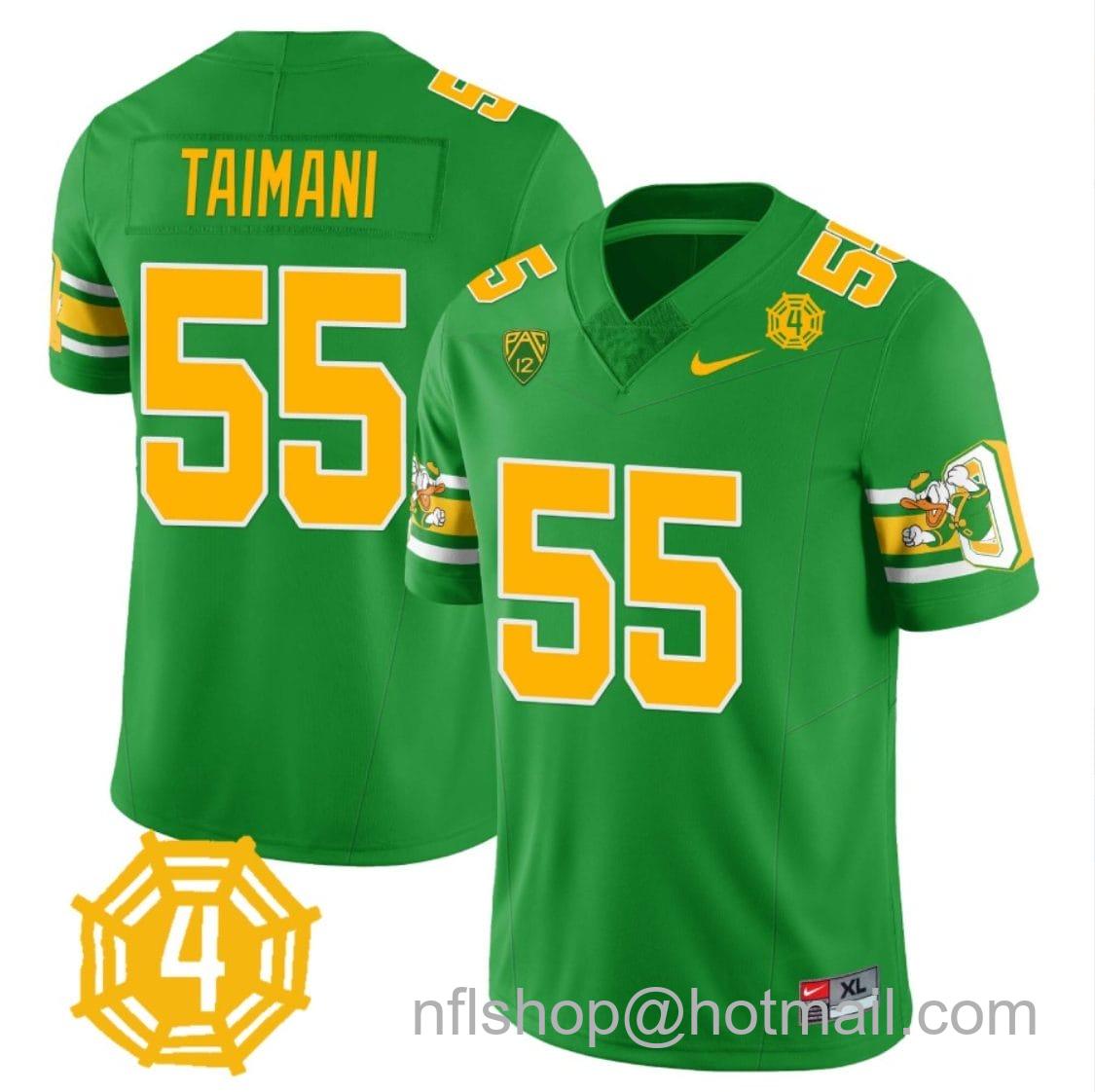 Men's Nike Sam Taimani Jersey #55 Oregon Ducks Honor Spencer Webb Patch Football Green