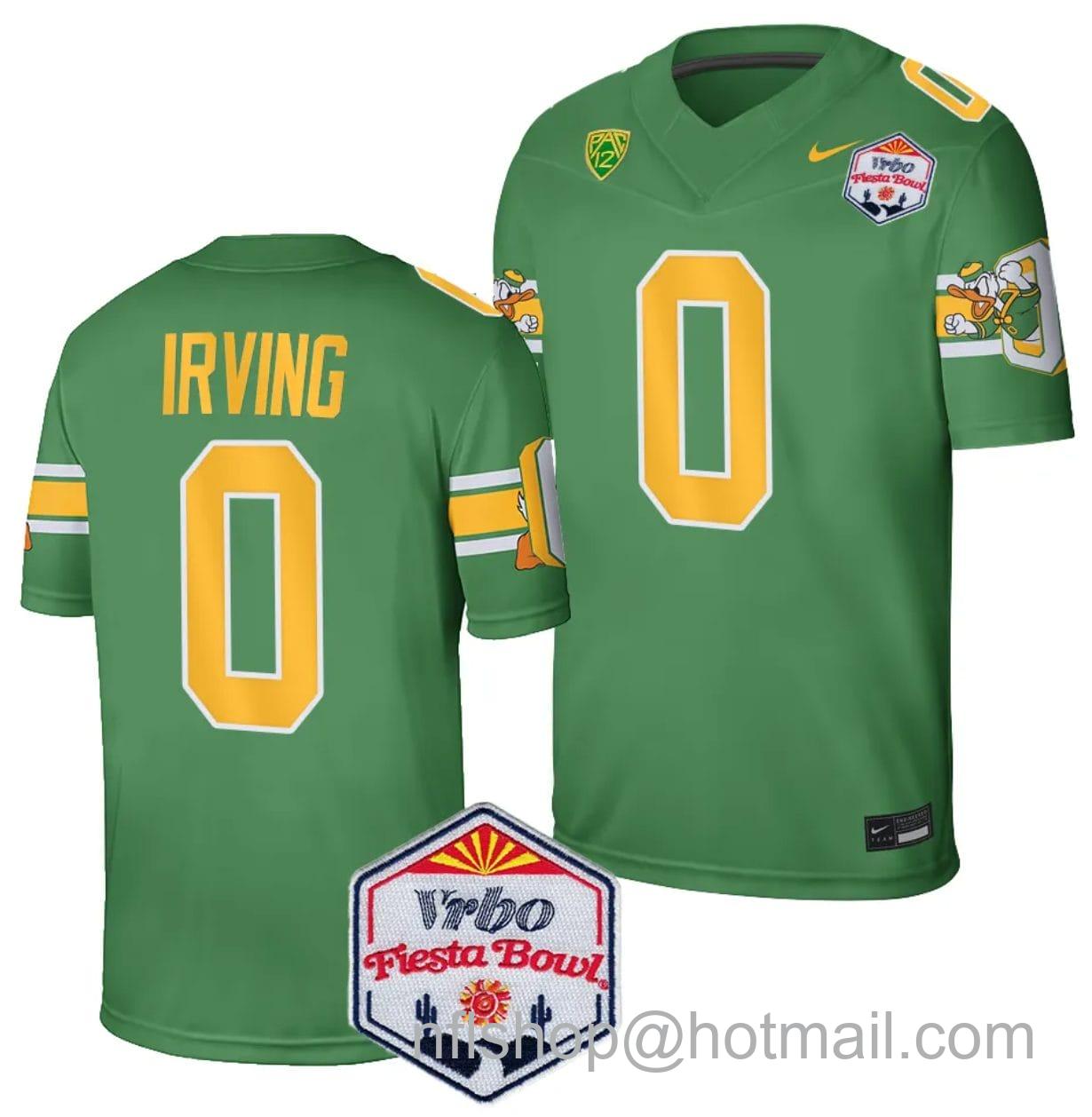 Men's Nike Bucky Irving Jersey #0 Oregon Ducks Fiesta Bowl Patch 2024 Football Playoff Green