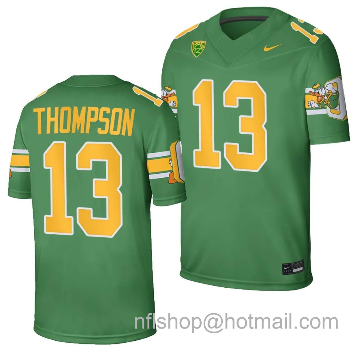 Men's Nike Oregon Ducks Ty Thompson Jersey #13 Football Game College Green 2023-24