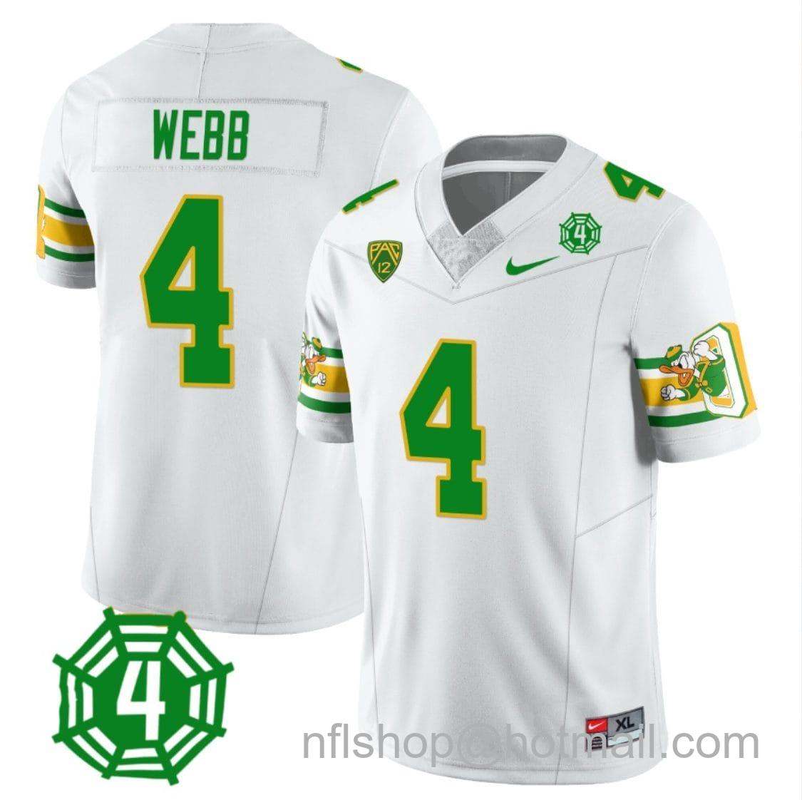 Men's Nike Spencer Webb Jersey #4 Oregon Ducks Honor Spencer Webb Patch Football White