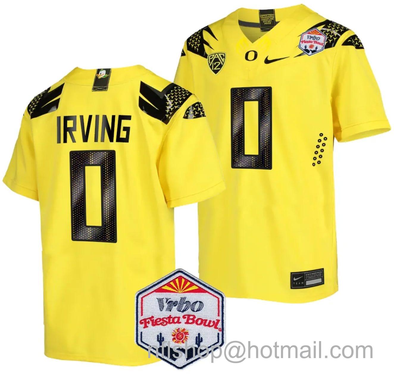 Men's Nike Bucky Irving Jersey #0 Oregon Ducks Fiesta Bowl Patch 2024 Football Yellow