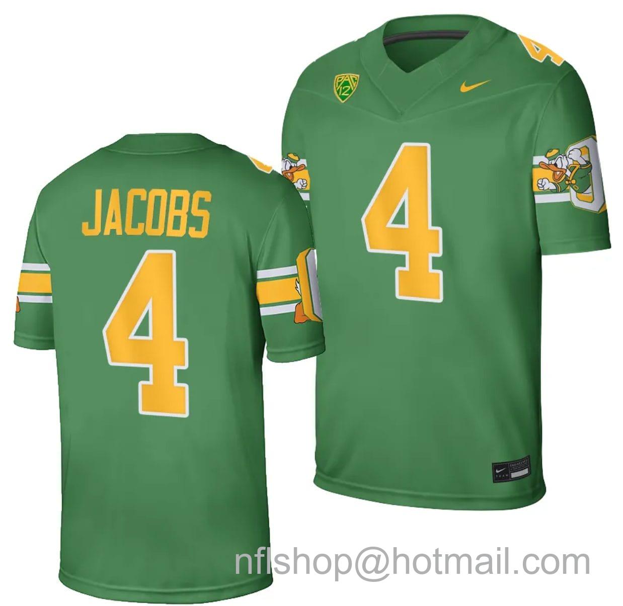 Men's Nike Oregon Ducks Jestin Jacobs Jersey #4 Football Game College Green 2023-24