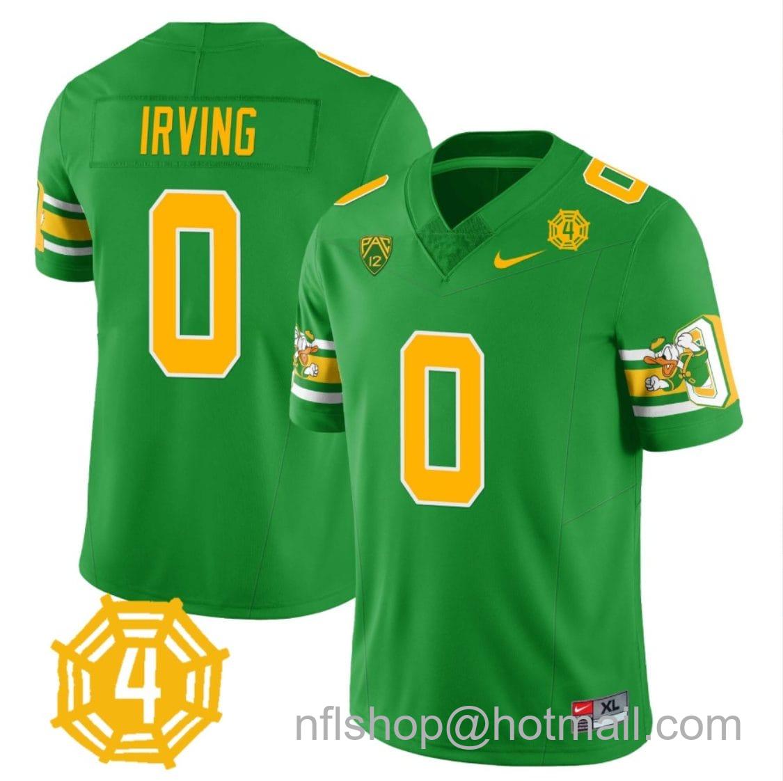 Men's Nike MarKeise Irving Jersey #0 Oregon Ducks Honor Spencer Webb Patch Football Green