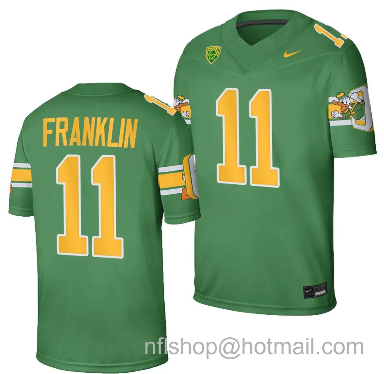 Men's Nike Oregon Ducks Troy Franklin Jersey #11 Football Game College Green 2023-24