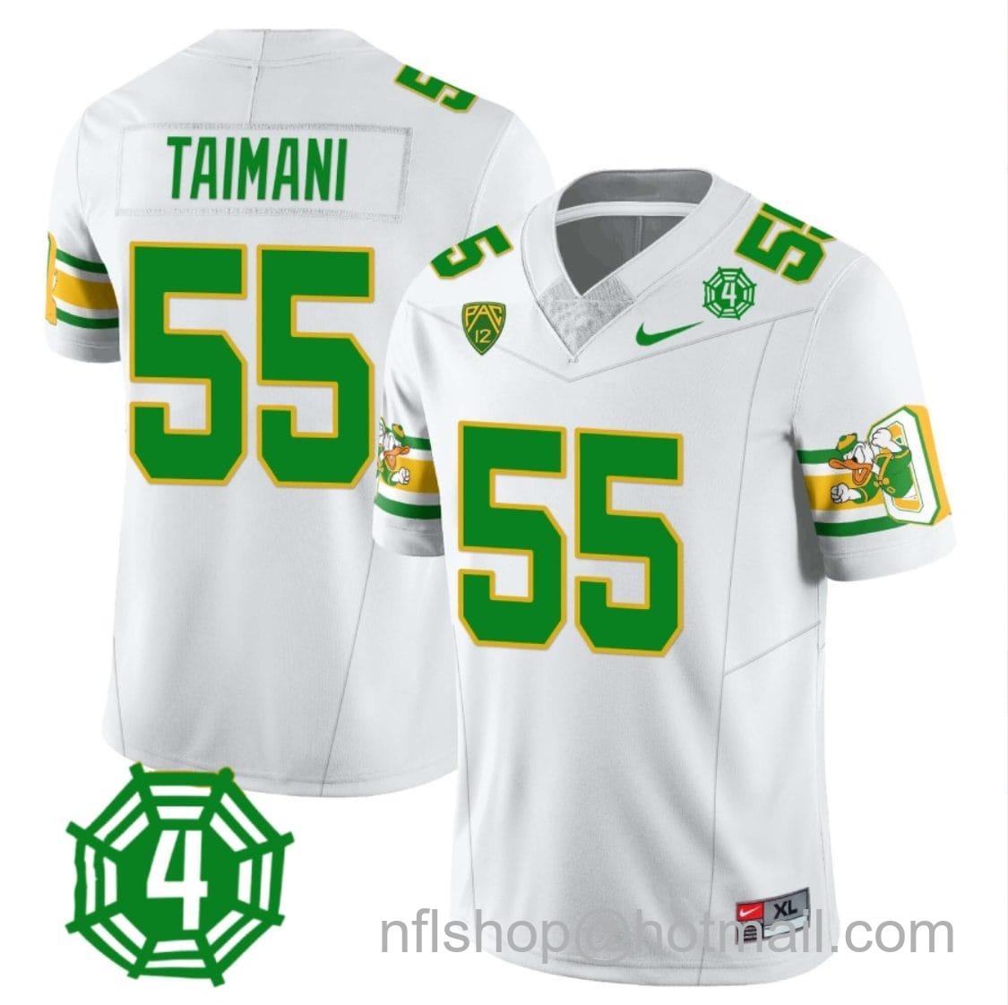 Men's Nike Sam Taimani Jersey #55 Oregon Ducks Honor Spencer Webb Patch Football White