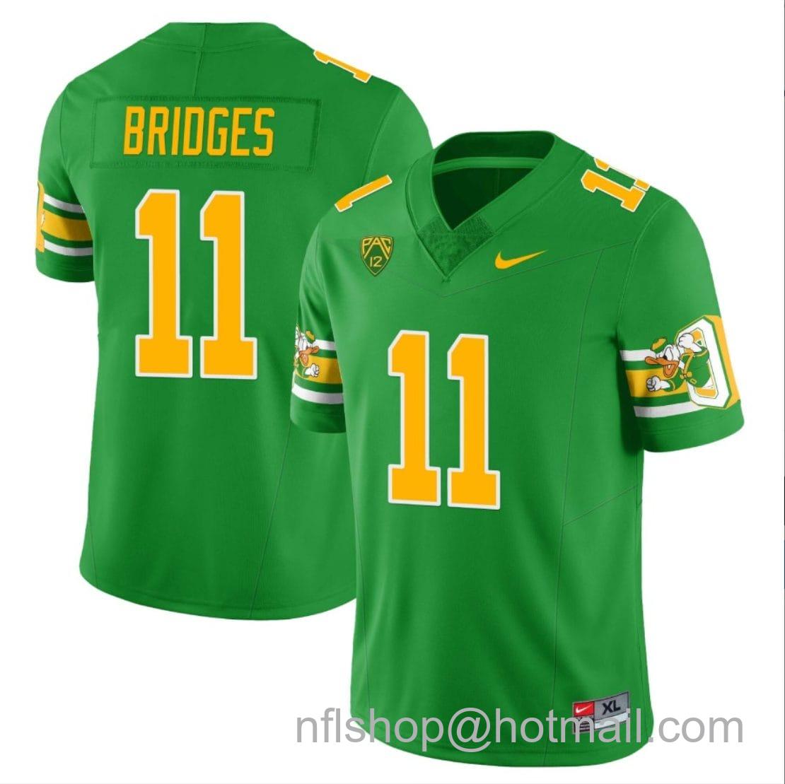 Men's Nike Trikweze Bridges Jersey #11 Oregon Ducks ‘Mighty Oregon’ Throwback Football Uniforms Green