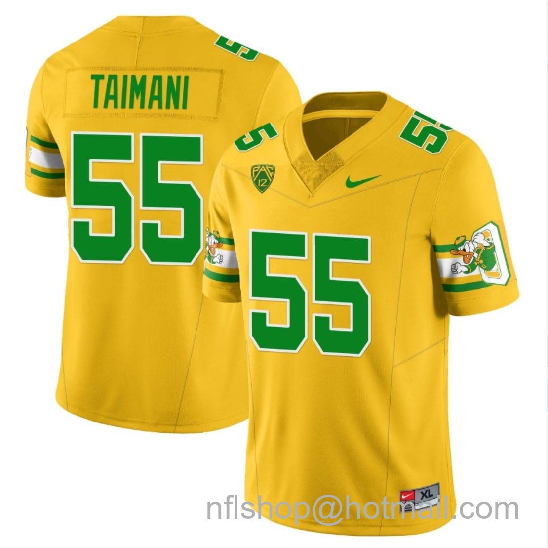 Men's Nike Sam Taimani Jersey #55 Oregon Ducks ‘Mighty Oregon’ Throwback Football Uniforms Yellow