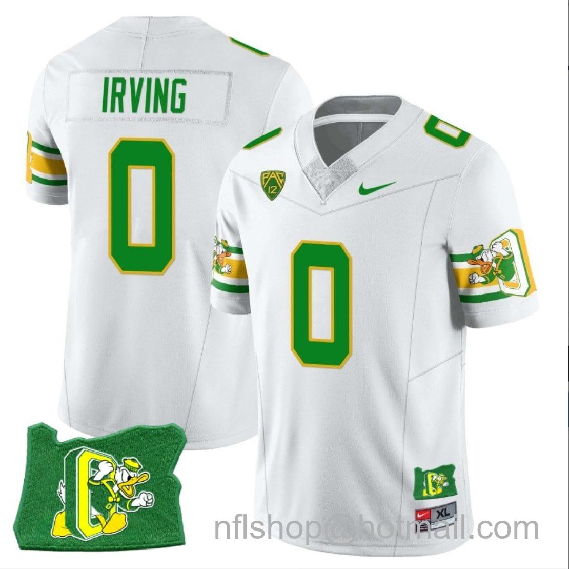 Men's Nike Mar'Keise Irving Jersey #0 Oregon Ducks ‘Mighty Oregon’ Throwback Football Oregon State White