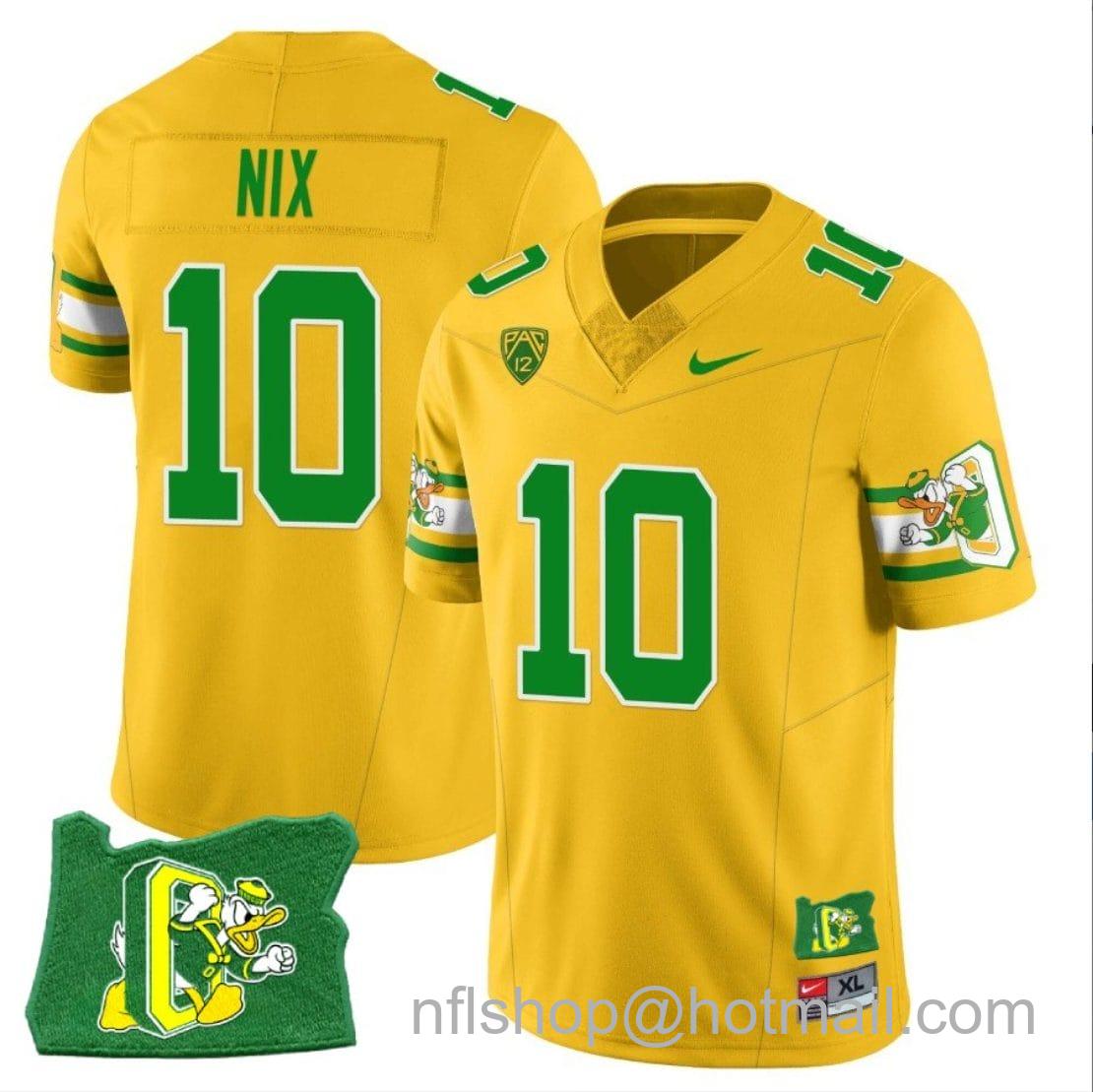 Men's Nike Bo Nix Jersey #10 Oregon Ducks ‘Mighty Oregon’ Throwback Football Oregon State Yellow