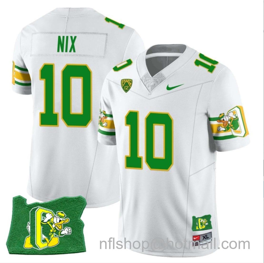 Men's Nike Bo Nix Jersey #10 Oregon Ducks ‘Mighty Oregon’ Throwback Football Oregon State White