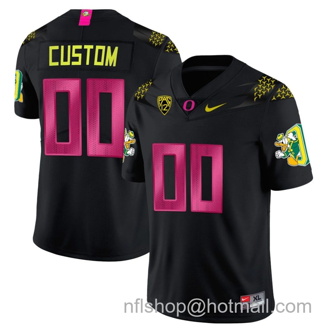 Men's Nike Custom Oregon Ducks Jersey Duck Logo Name and Number Football Cancer