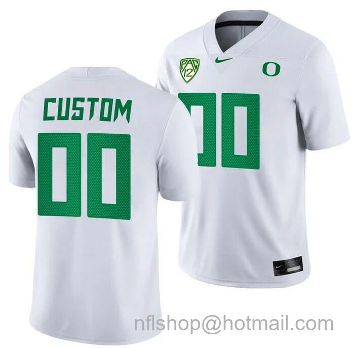 Men's Nike Custom Oregon Ducks Jersey White 2021-22 College Football Game Jersey