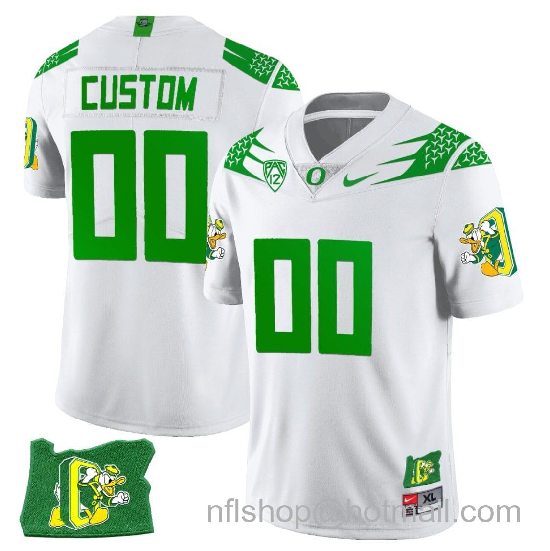 Men's Nike Custom Oregon Ducks Jersey Oregon State Patch Name and Number Football White