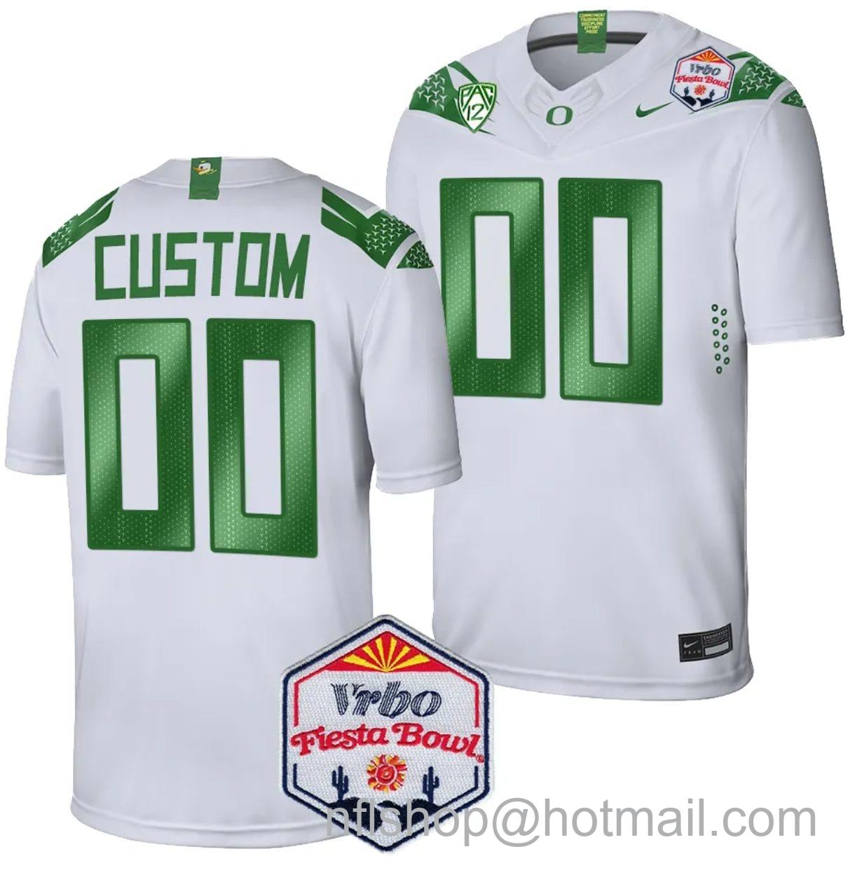 Men's Nike Custom Oregon Ducks Jersey Name and Number Fiesta Bowl Patch 2024 Football White