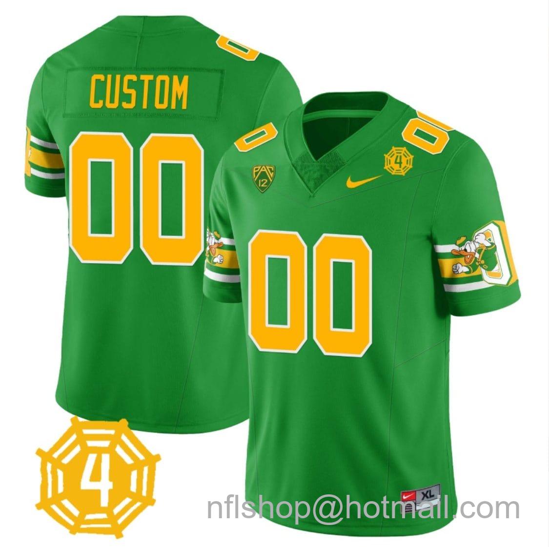 Men's Nike Custom Oregon Ducks Jersey Name and Number Honor Spencer Webb Patch Football Green