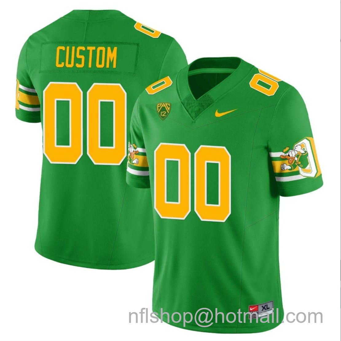 Men's Nike Custom Oregon Ducks Jersey Name and Number  ‘Mighty Oregon’ Throwback Football Style 1 Green