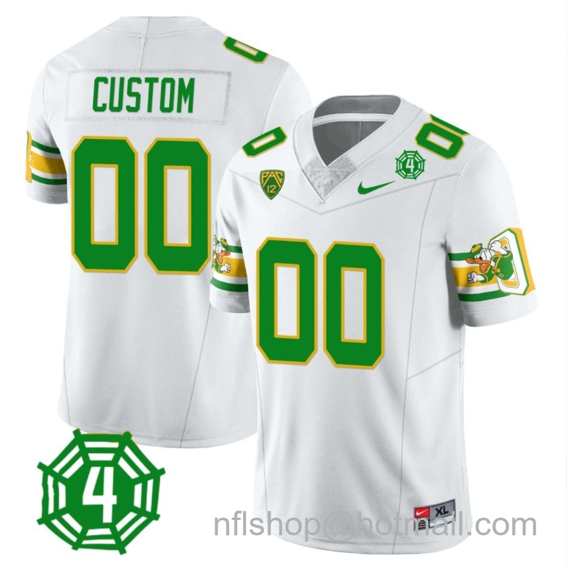 Men's Nike Custom Oregon Ducks Jersey Name and Number Honor Spencer Webb Patch Football White