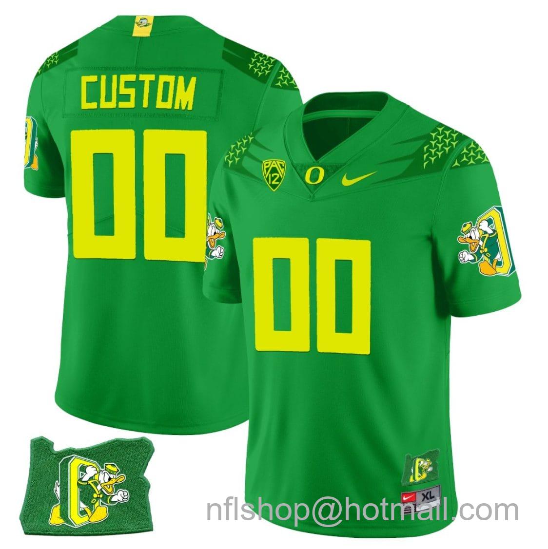 Men's Nike Custom Oregon Ducks Jersey Oregon State Patch Name and Number Football Green