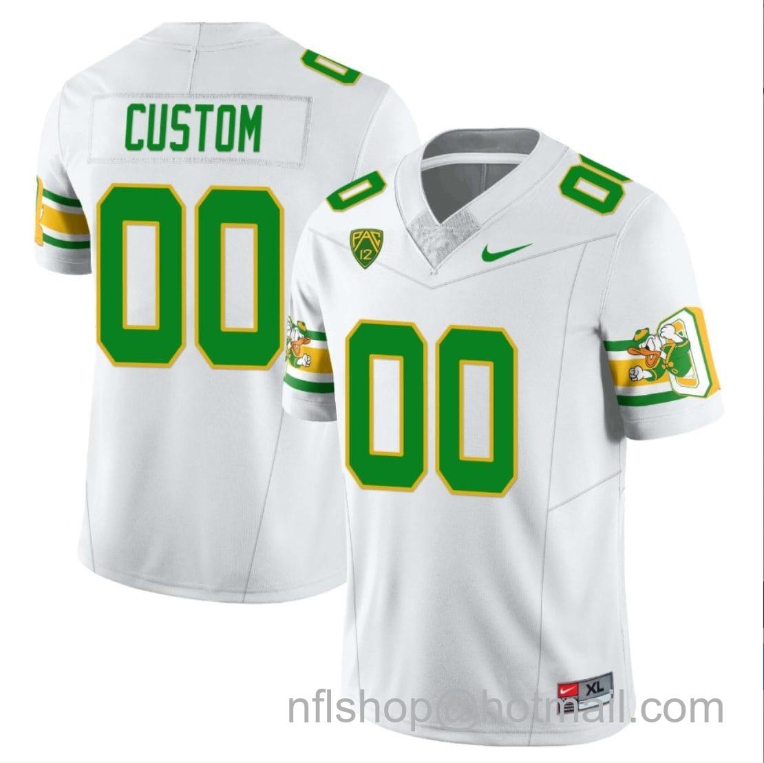 Men's Nike Custom Oregon Ducks Jersey Name and Number  ‘Mighty Oregon’ Throwback Football Style 1 White