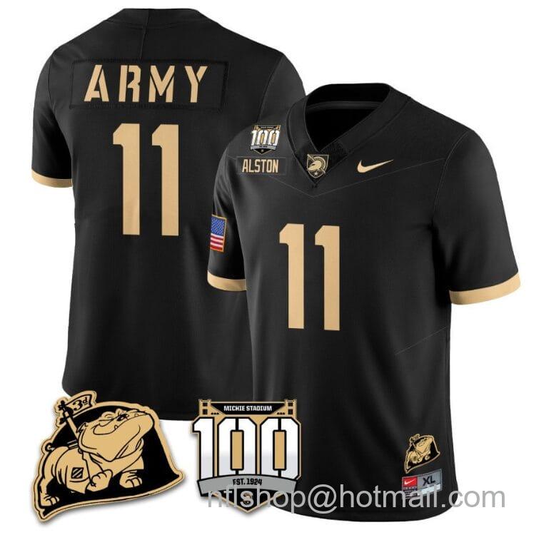 Men's Nike Isaiah Alston Jersey #11 Army Black Knights Vapor Limited College Football Stitched Black