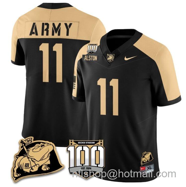 Men's Nike Isaiah Alston Jersey #11 Army Black Knights Vapor Limited College Football Stitched Black Alternate