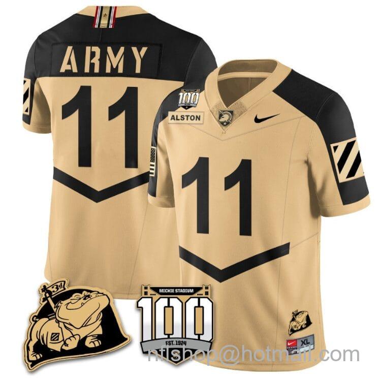 Men's Nike Isaiah Alston Jersey #11 Army Black Knights Vapor Limited College Football Stitched Gold Alternate