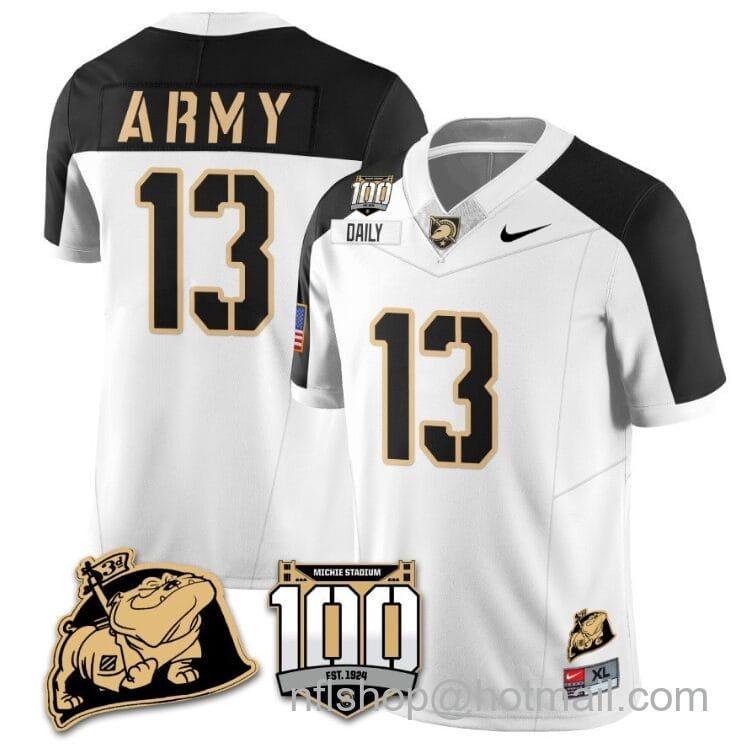 Men's Nike Bryson Daily Jersey #13 Army Black Knights Vapor Limited College Football Stitched White Alternate