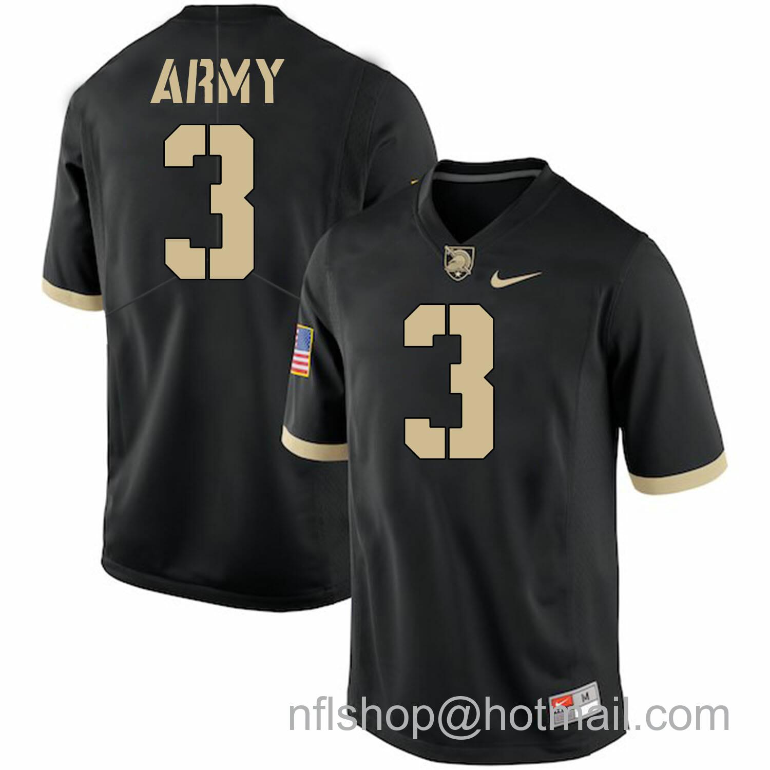 Men's Nike Army Black Knights #3 Jordan Asberry NCAA College Football Jersey