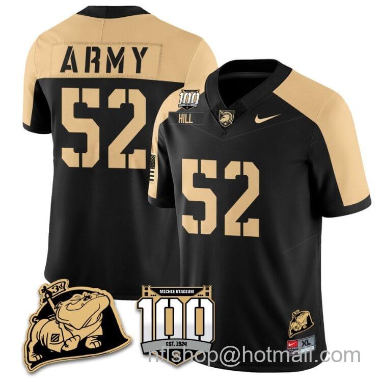 Men's Nike Austin Hill Jersey #52 Army Black Knights Vapor Limited College Football Stitched Black Alternate