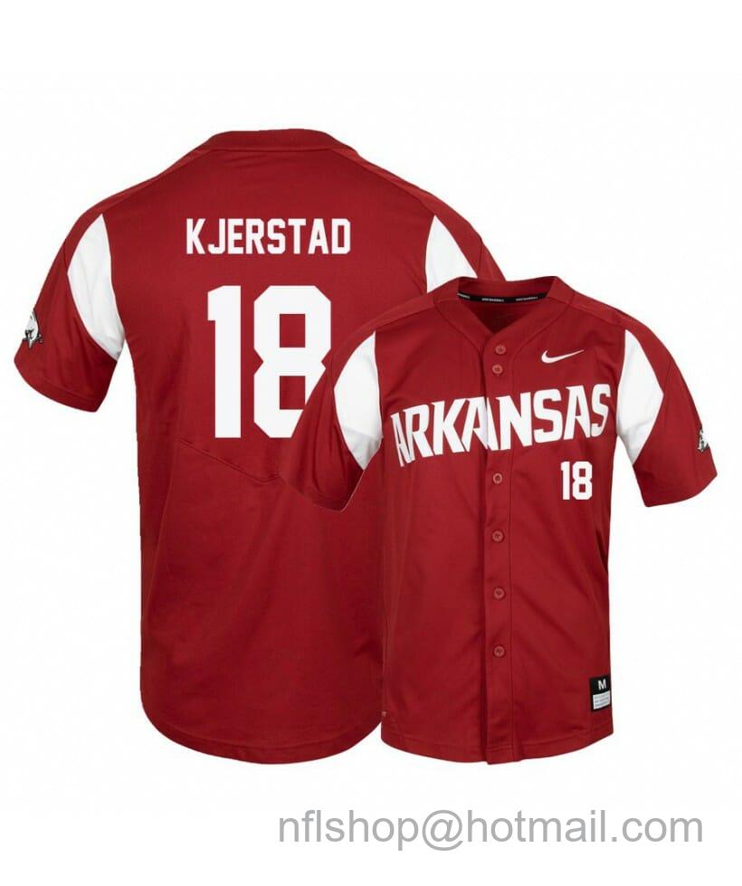 Men's Nike Arkansas Razorbacks 18 Heston Kjerstad Red Elite Baseball Jersey