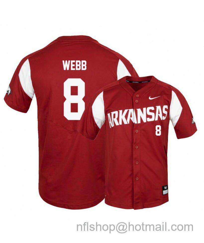 Men's Nike Arkansas Razorbacks 8 Braydon Webb Red Elite Baseball Jersey