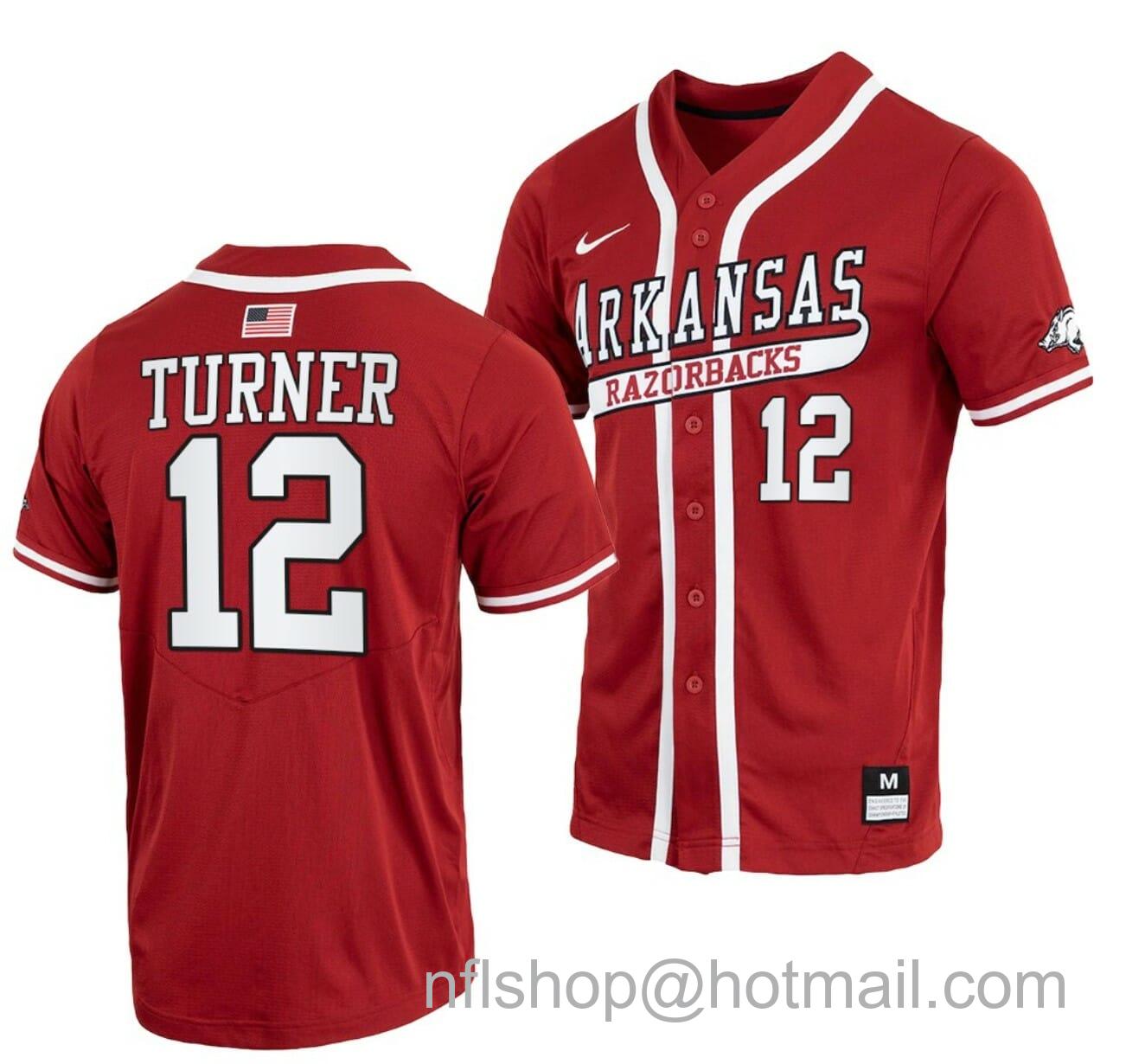 Men's Nike Michael Turnerr Jersey Arkansas Razorbacks College Baseball Throwback Cardinal #12