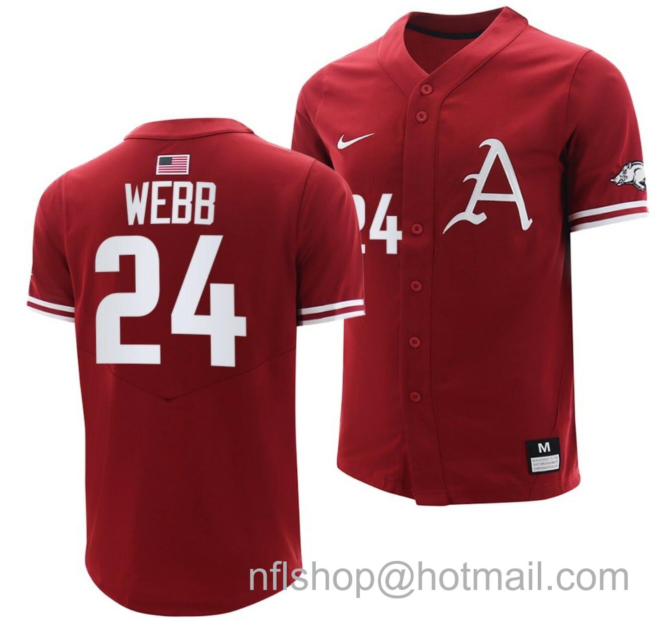 Men's Nike Braydon Webb Jersey Arkansas Razorbacks College Baseball Cardinal #24