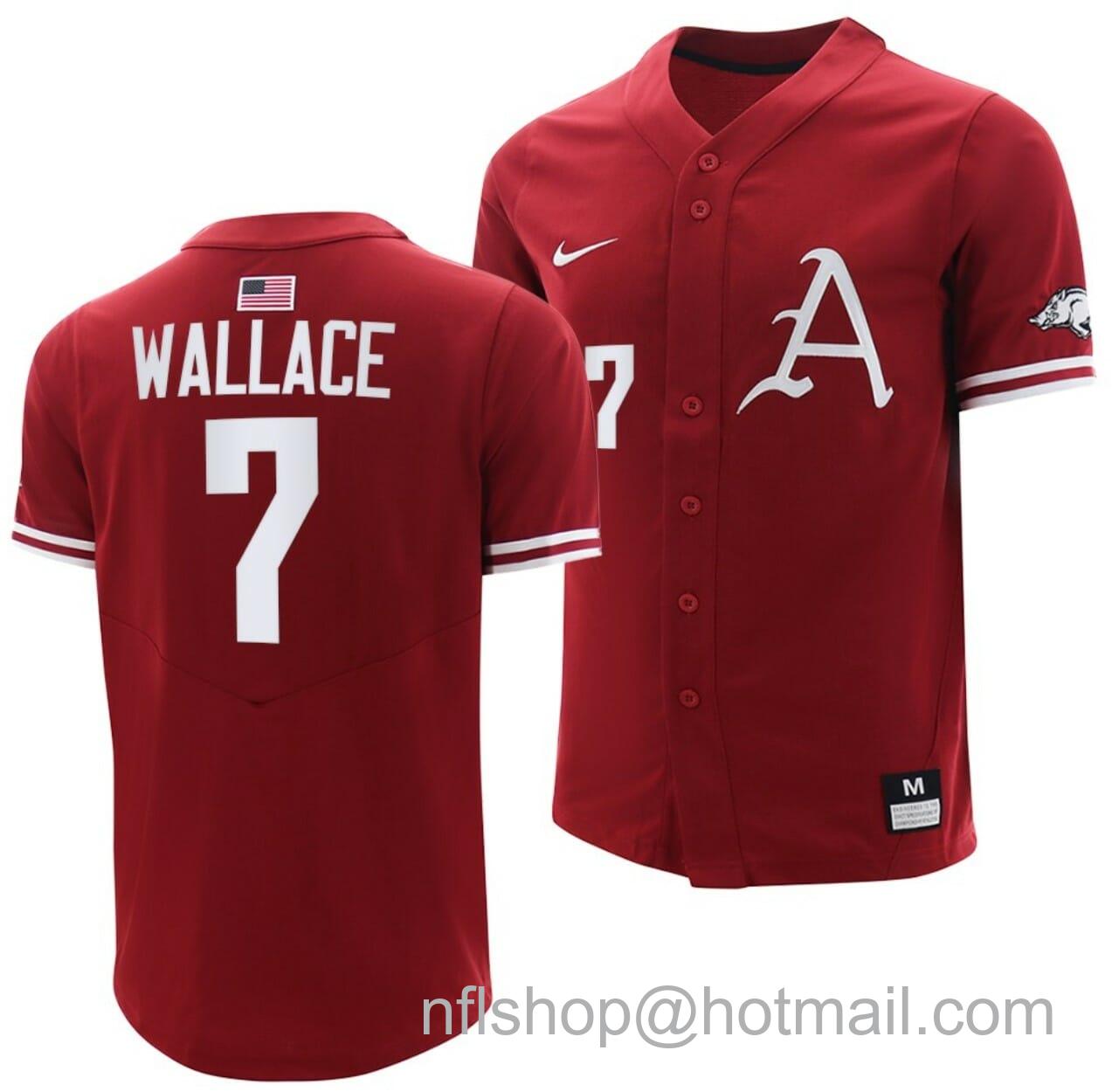 Men's Nike Cayden Wallace Jersey Arkansas Razorbacks College Baseball Cardinal #7