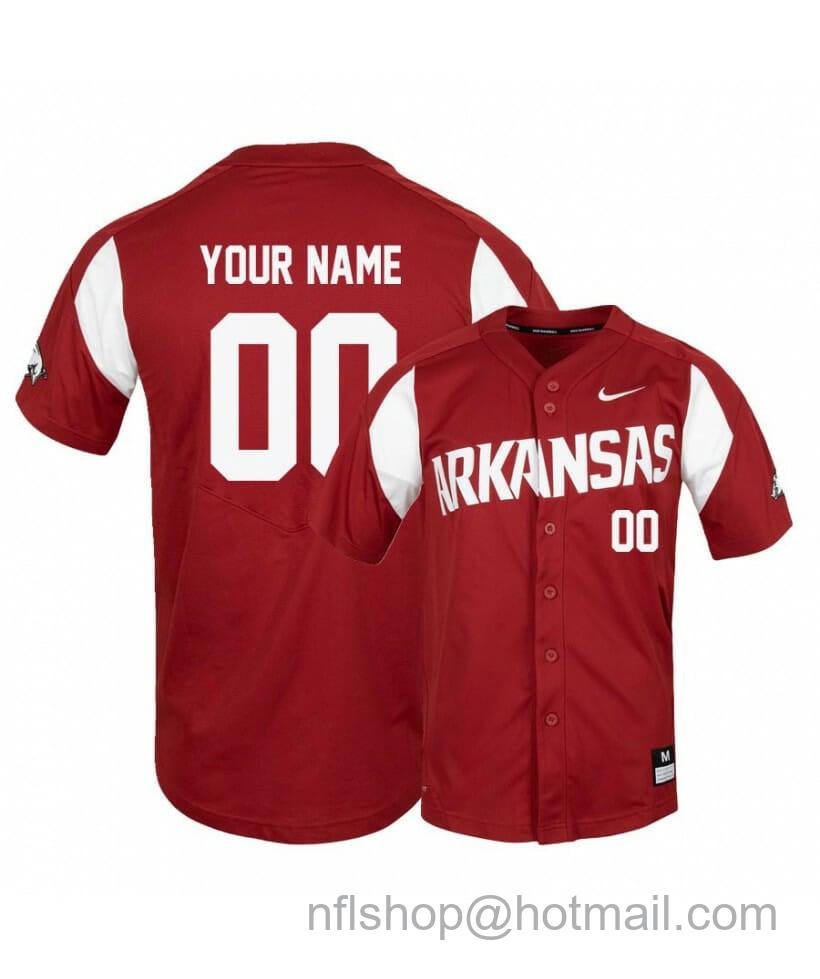 Men's Nike Arkansas Razorbacks White Red Elite Custom NCAA Baseball Jersey